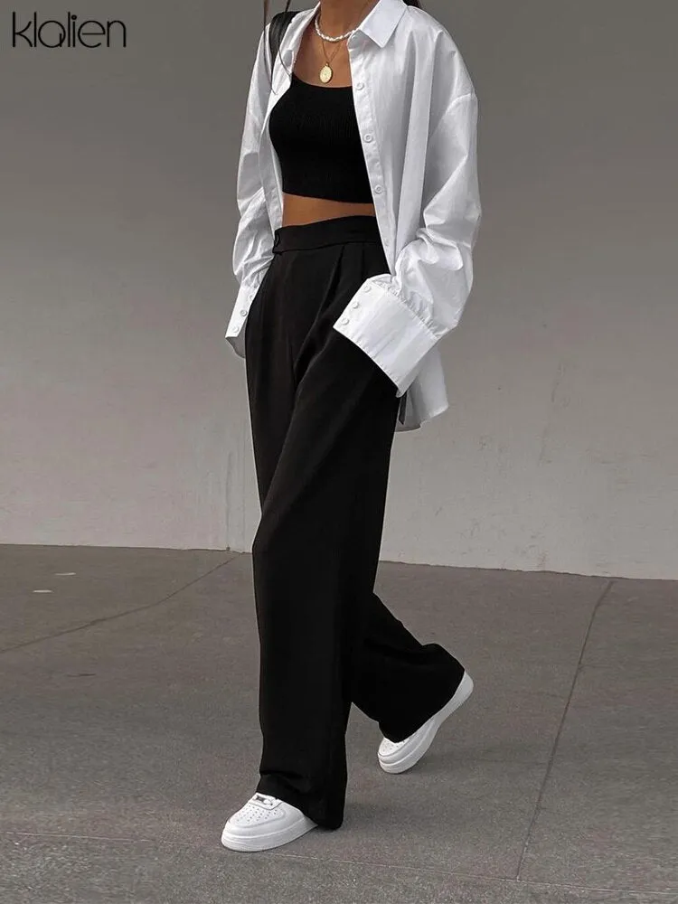 Autumn Fashion Casual High Waist Zipper Office Lady Suit Pants New Simple Acitvewear Streetwear Trousers Women